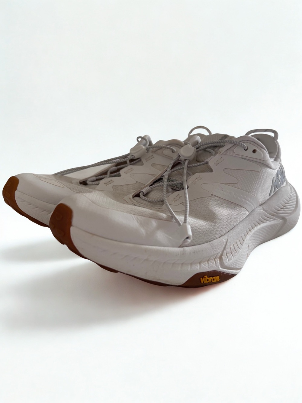 Hoka Transport White & Cream Athletic Running Shoes with Gum Outsole - Picture 2 of 3